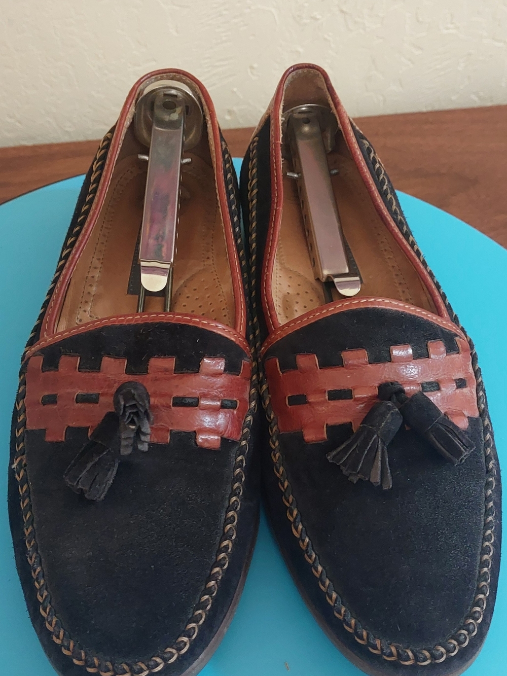 Bally Vintage Mens MARCELLO Black Suede Loafers with Brown Leather
